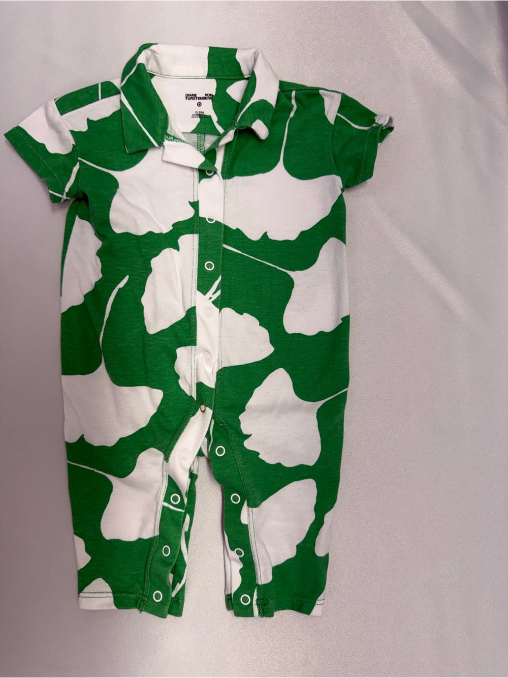 DVF x Target Baby Romper | Green/White Print | GUC | 0–3M